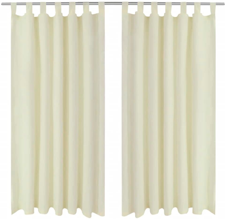 vidaXL 2-pack gardiner med öglor i gräddvit microsatin 140 x 225 cm